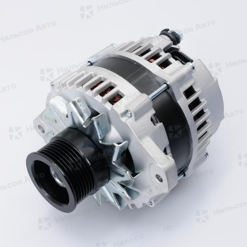 Генератор 24V ISUZU ELF 4HK1, 4JJ1, 80A, без вакуума, ручейковый, фишка прямоугольная на 2 контакта, KRAUF
