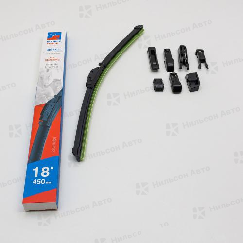 Щетка стеклоочистителя бескаркасная, 45 см, All Seasons, DOUBLE FORCE