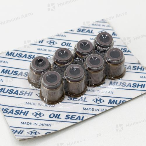Маслосъемные колпачки ISUZU 6HE1, 6HH1, 4HF1, 4HG1, 4HK1, 4HJ1, 4HL1, MUSASHI (комплект 8 шт)