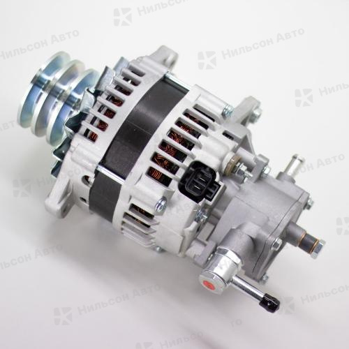 Генератор 24V ISUZU ELF 4HF1, 4HG1, 80A, вакуумник сзади, 3 клиновой, фишка прямоугольная на 2 контакта, TESLA