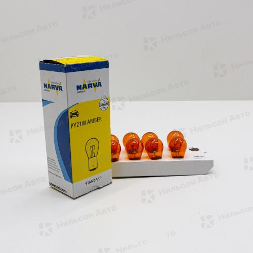 Лампочка в поворот на 1 контакт большая, 12V/PY21W, NARVA (желтая, с цоколем) проверять сколько шт в упаковке!!!!