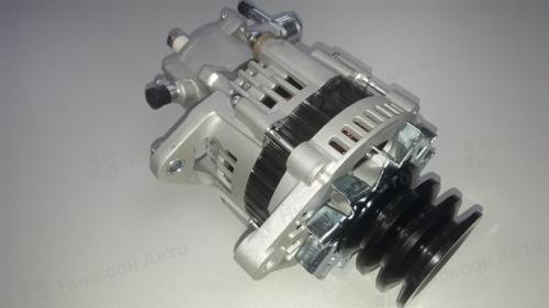 Генератор 24V ISUZU ELF 4HF1, 4HG1, 50A, вакуумник алюминий, 3 клиновой, фишка прямоугольная на 1 контакт, Nilson Auto Parts