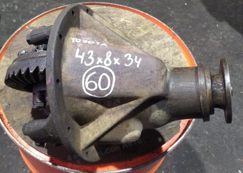 Редуктор заднего моста TOYOTA DYNA, R14-16 на 5 шпилек, пл/хв 43/8, шлицов 34, фланец 60*68, б/у