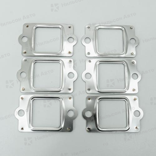 Прокладка выпускного коллектора MMC FUSO 6D16, 6D17, 6M61, QUNZE (металл) (комплект из 6 штук)