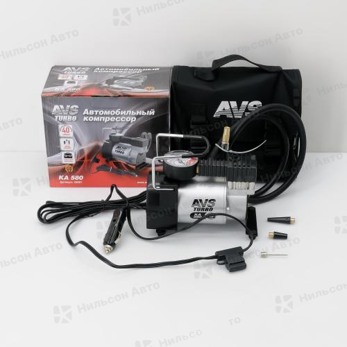Компрессор для подкачки шин 12V TURBO, 10 Атм, 40 л/мин, в прикуриватель, AVS (металлический корпус)