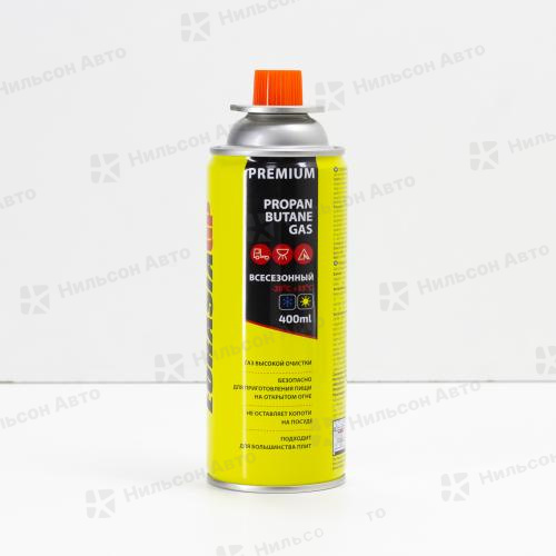 Газовый баллон для туристических плиток, EurAsia GP BUTANE GAS, Россия (400 мл)