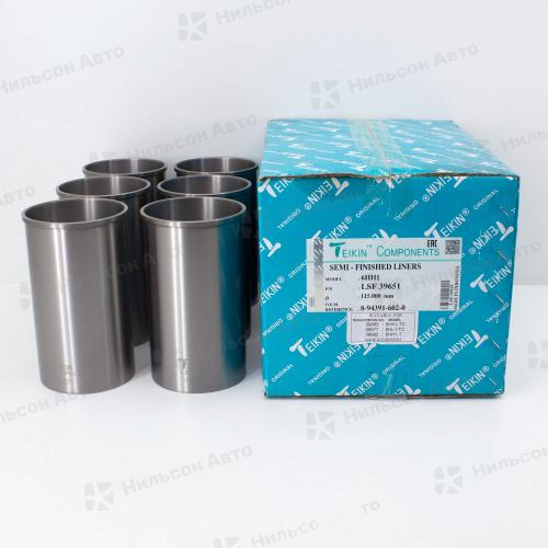 Гильзы поршневые ISUZU ELF/FORWARD 4HJ1, 4HK1, 6HH1, 6HK1, полуготовые под расточку, TEIKIN (комплект 6 шт) (с буртиком)