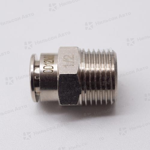 Фитинг металлический D12 мм, резьба 1/2, ZEVS (прямой)