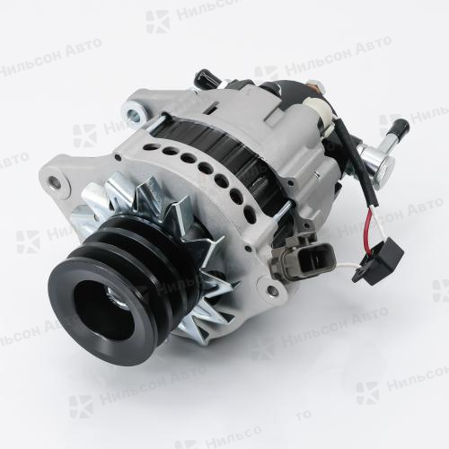 Генератор 24V ISUZU ELF 4HF1, 4HG1, 60A, вакуумник сзади, 3 клиновой, фишка круглая на 3 контакта, 60 Amp, TESLA