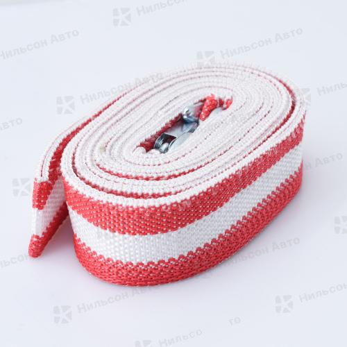 Трос буксировочный ленточный 12 тонн/5 метров (крюк-крюк), ALMEGA (морозоустойчивый, капрон) 