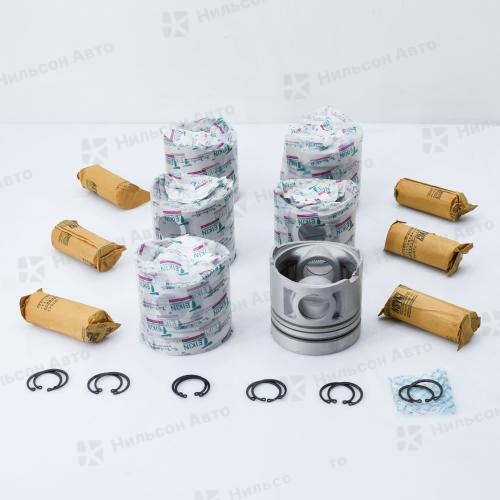 Поршень NISSAN DIESEL FE6, TEIKIN (комплект 6 шт) ALFIN (диаметр 108, 2,5*2*4, палец 36, форкамера 56,5, под прямые колца)