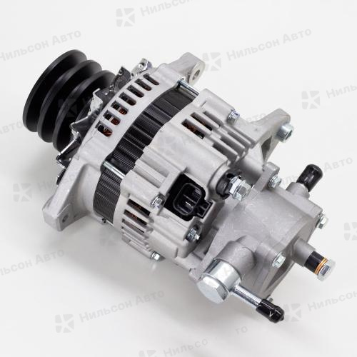 Генератор 24V ISUZU ELF 4HF1, 4HG1, 50A, вакуумник сзади, 3 клиновой, фишка прямоугольная на 1 контакт, KRAUF