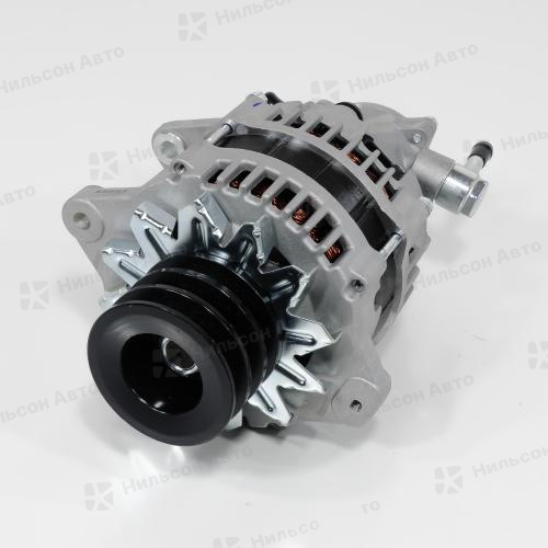 Генератор 24V ISUZU ELF 4HF1, 4HG1, 80A, вакуумник сзади, 3 клиновой, фишка прямоугольная на 2 контакта, KRAUF