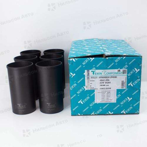 Гильзы поршневые NISSAN DIESEL FE6, хонингованные, TEIKIN (комплект 6 шт) (фосфатированные) (с буртиком) (диаметр 108, длина 215)