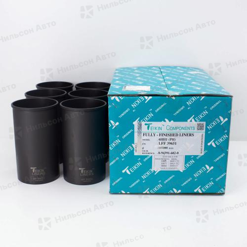 Гильзы поршневые ISUZU ELF/FORWARD 4HJ1, 4HK1, 6HH1, 6HK1, хонингованные, TEIKIN (комплект 6 шт) (фосфатированные)(с буртиком)(длина 210, диаметр 115)