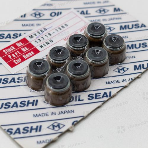 Маслосъемные колпачки HINO RANGER J05C, J08C, H07, MUSASHI (комплект 8 шт)