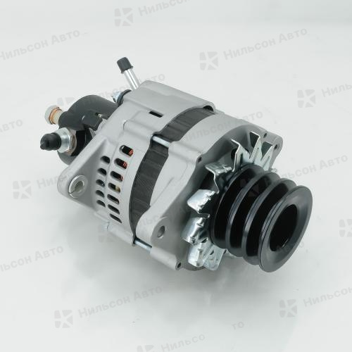 Генератор 24V ISUZU ELF 4HF1, 4HG1, 60A, вакуумник сзади, 3 клиновой, фишка круглая на 3 контакта, KRAUF