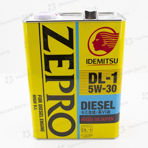Масло моторное  5W-30 IDEMITSU ZEPRO DIESEL DL-1 полусинтетическое (дизель) 4 л. CF