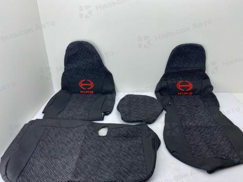 Авточехлы сидений HINO 300, узкая кабина, черно-серый жаккард, IRAUTOPR