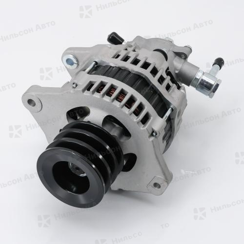 Генератор 24V ISUZU ELF/BOGDAN 4HF1, 4HG1, вакуумник сзади, 3 клиновой, фишка прямоугольная на 2 контакта, 60A, TESLA (Евр