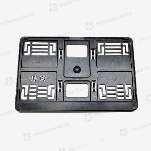 Рамка номера пластмассовая 290*170, с защелкой, ALMEGA (черная, без надписи) 