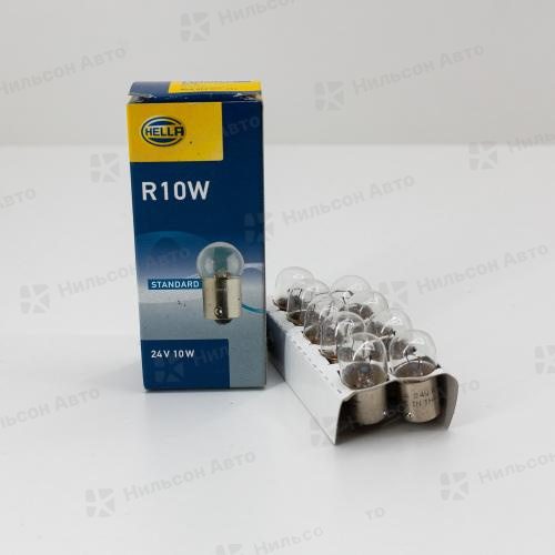 Лампочка в габарит на 1 контакт маленькая, 24V/10W/R10W HELA
