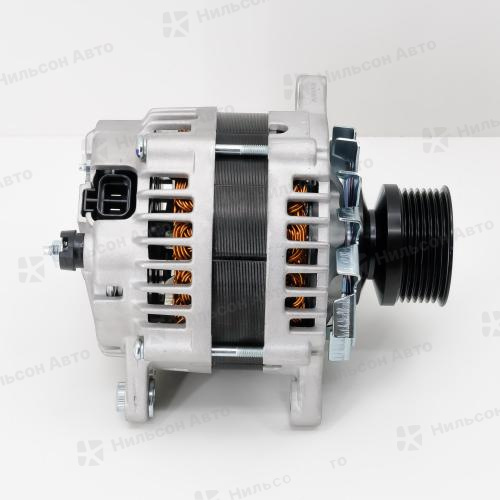 Генератор 24V ISUZU ELF 4HK1, 4JJ1, 80A, без вакуума, ручейковый, фишка прямоугольная на 2 контакта, KRAUF