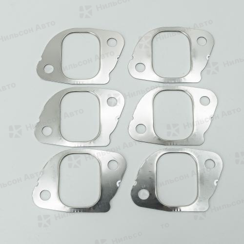 Прокладка выпускного коллектора ISUZU FORWARD 6HL1, QUNZE (металл, комплект 6 штук)